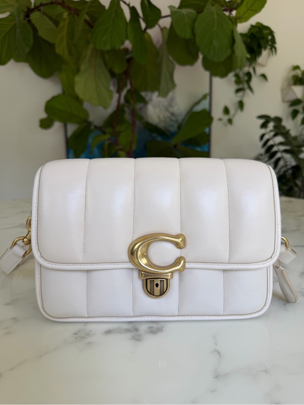 Coach Studio Shoulder Bag With Quilting C7725 Brass / Chalk Leather Crossbody